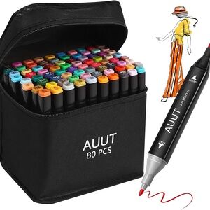 AUUT Alcohol Markers, 80 Colors Dual Tip Art Markers, Drawing Markers, in a case